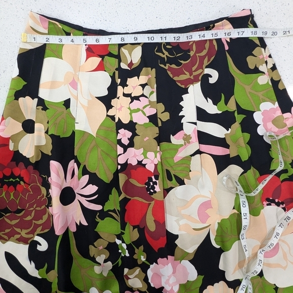 Talbots Pure Silk Multicolor Floral Print A-Line Skirt Below Knee Length 12 - Picture 4 of 11